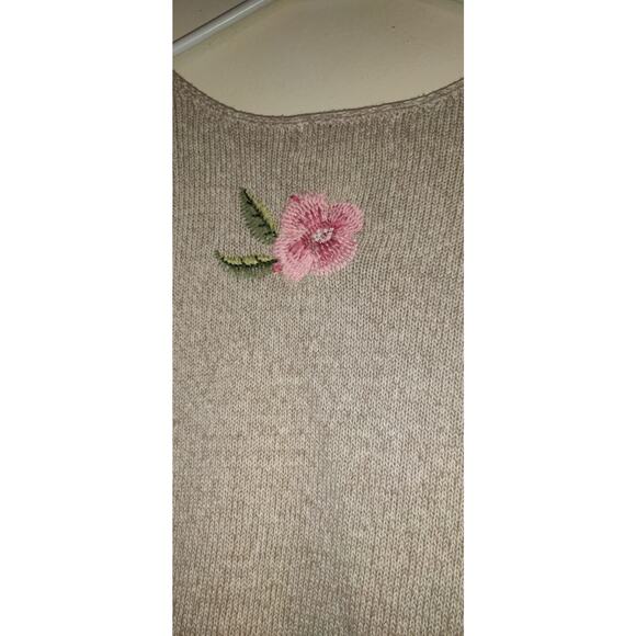 Appleseeds Sweater Linen Blend Oatmeal Beige Limited Edition Embroidery Sz XL - Picture 13 of 16